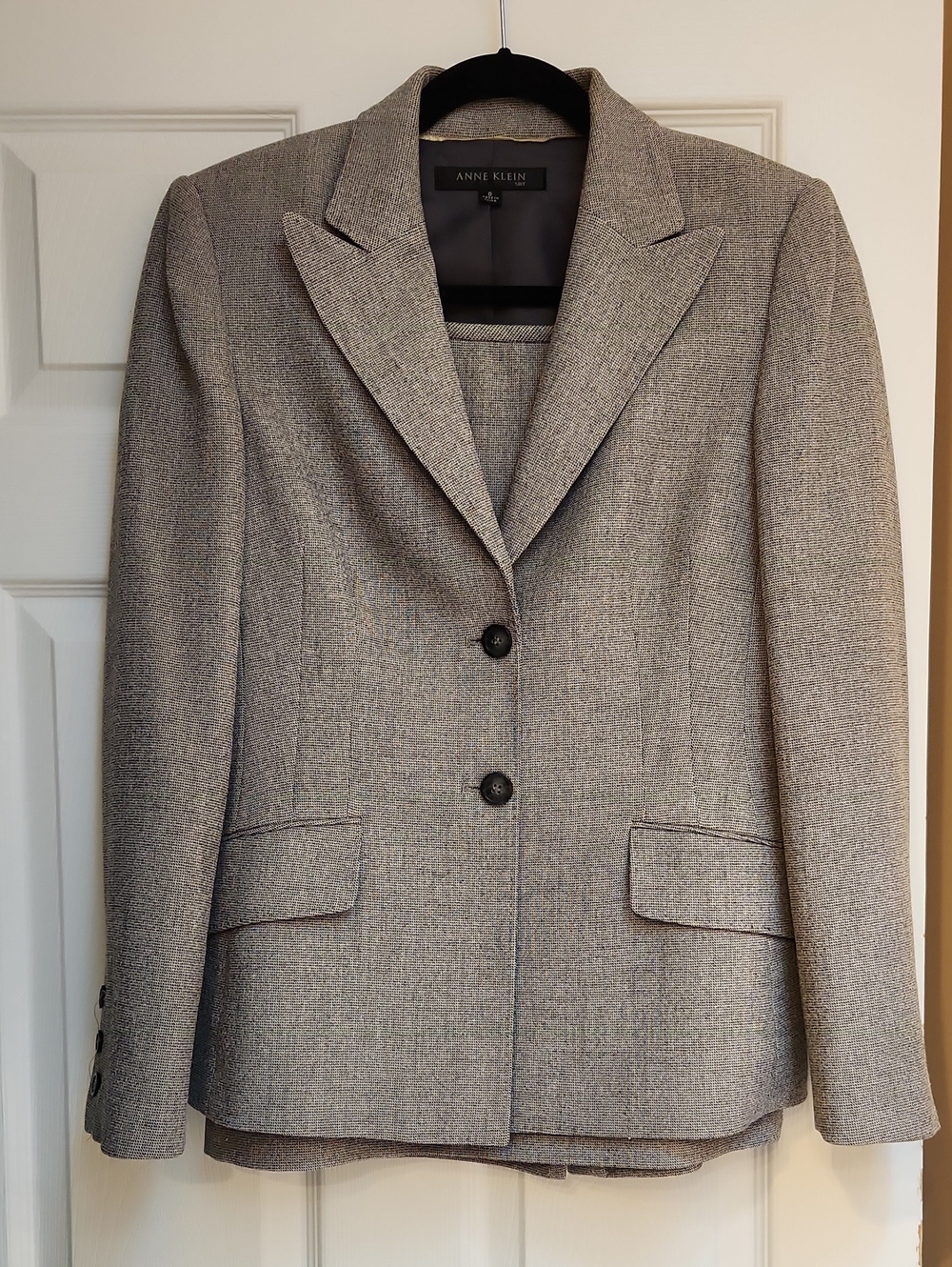 Anne Klein Gray Two-Button Skirt Suit